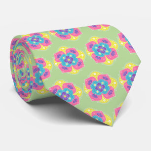 Bright Pastel Lotus Rangoli Tie