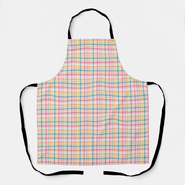 Bright Pastel plaid multicolour clan tartan Apron (Front)