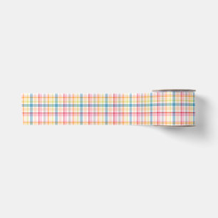 Bright Pastel plaid multicolour clan tartan Satin Ribbon