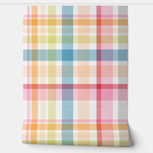 Bright Pastel plaid multicolour clan tartan Wallpaper