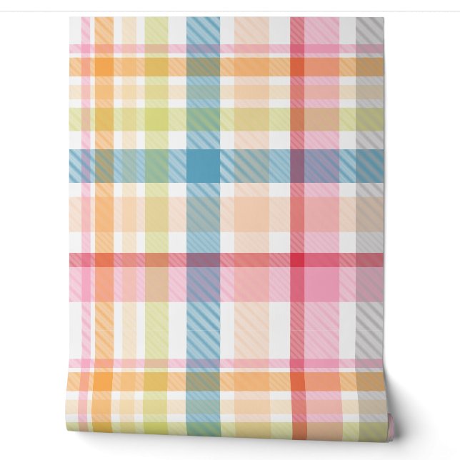 Bright Pastel plaid multicolour clan tartan Wallpaper (Unrolling)