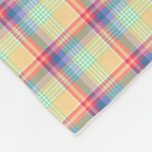 Bright Pastel Plaid Pattern Fleece Blanket