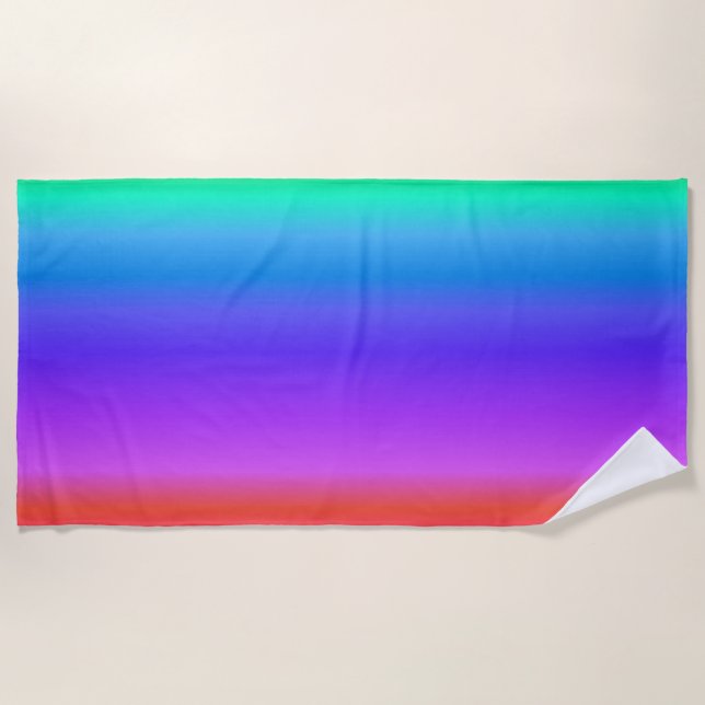 Bright Pastel Rainbow Beach Towel (Front)