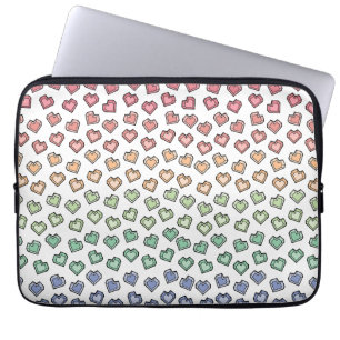 Bright Pastel Rainbow Gemstone Heart pattern Laptop Sleeve