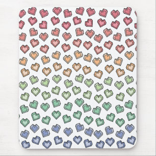 Bright Pastel Rainbow Gemstone Heart pattern Mouse Mat