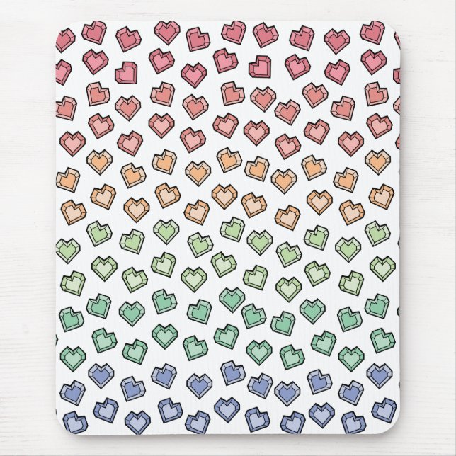 Bright Pastel Rainbow Gemstone Heart pattern Mouse Mat (Front)