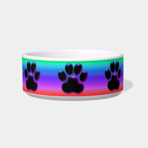 Bright Pastel Rainbow Paw Print Bowl