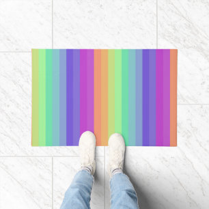 Bright Pastel Rainbow Stripe Door Mat