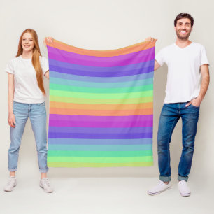 Bright Pastel Rainbow Stripe Fleece Blanket