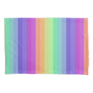 Bright Pastel Rainbow Stripe Pillowcase