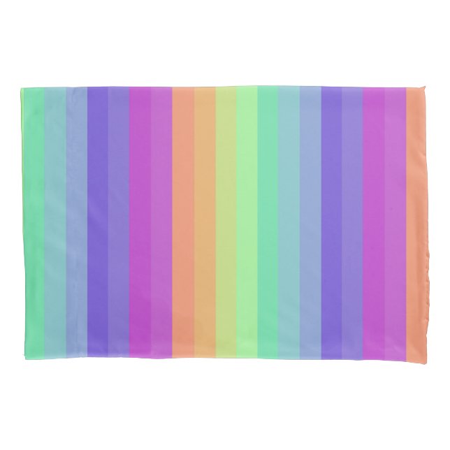 Bright Pastel Rainbow Stripe Pillowcase (Front)
