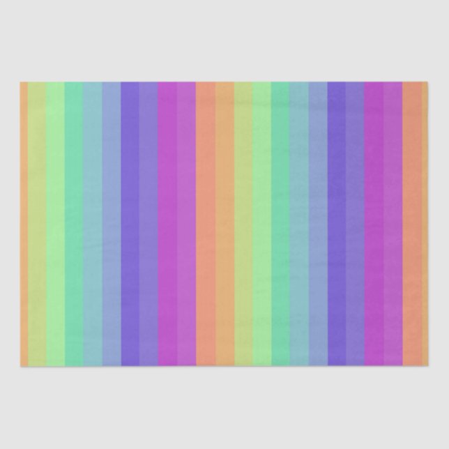Bright Pastel Rainbow Stripe Tissue Paper (Front)