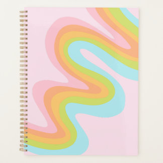 Bright pastel rainbow swirl planner