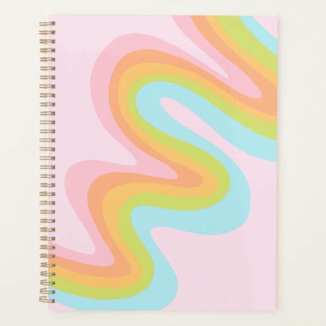 Bright pastel rainbow swirl planner (Front)