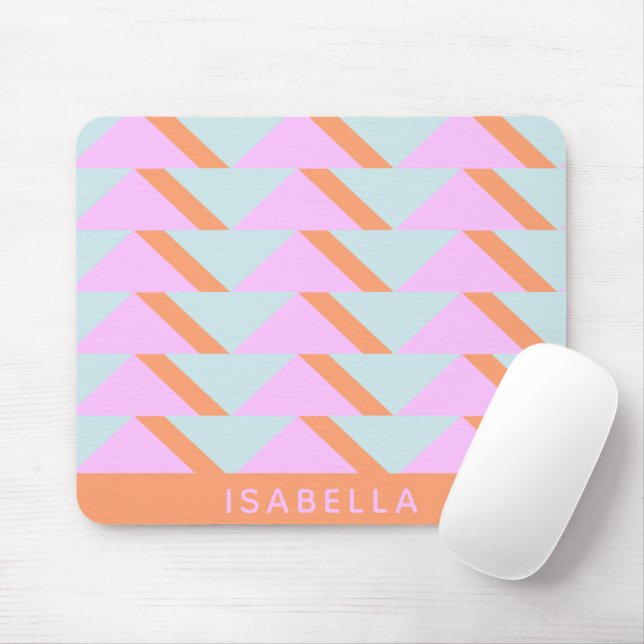 Bright Pastel Retro Geometric Pattern Personalized Mouse Mat (With Mouse)