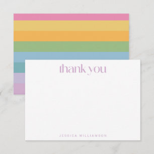 Bright Pastel Stripe Purple Custom Baby Shower  Thank You Card
