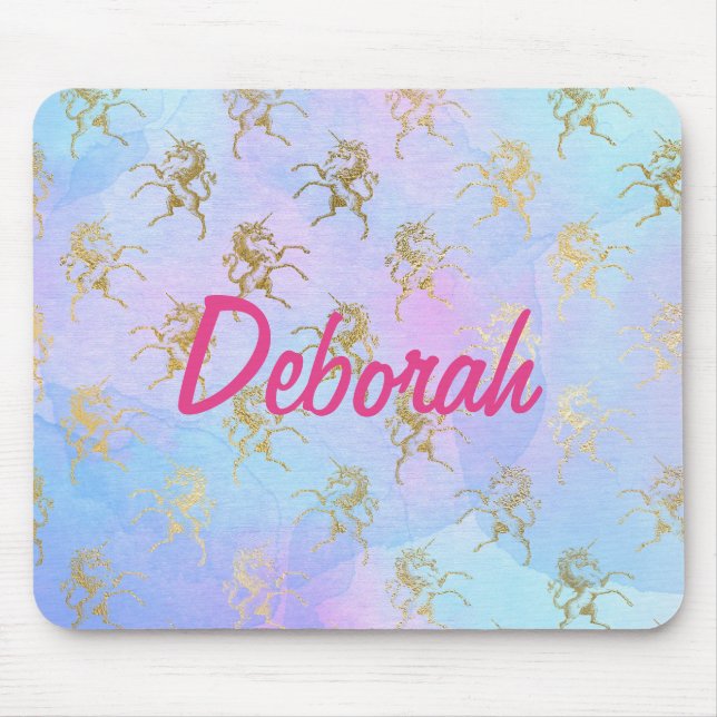 Bright Pastel Unicorn theme Mouse Mat (Front)