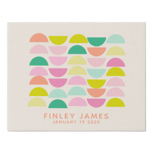 Bright Pastels Geometric Shapes Personalised Faux Canvas Print