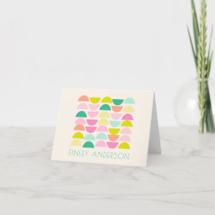 Bright Pastels Geometric Shapes Pink Personalised Thank You Card