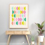 Bright Pastels Modern Geometric Shapes Pattern Poster<br><div class="desc">Simple geometric pattern in a fun and cheerful colour palette of bright candy pastels combined with lime,  coral,  green,  aqua,  and pink.</div>