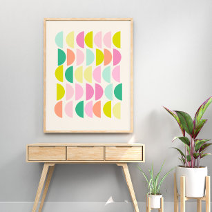 Bright Pastels Modern Geometric Shapes Pattern Poster