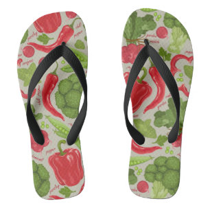 Bright pattern from fresh vegetables flip flops