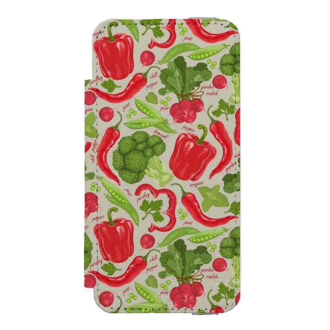 Bright pattern from fresh vegetables incipio iPhone wallet case (Folio Front)