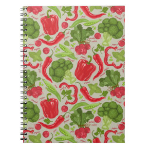 Bright pattern from fresh vegetables notebook
