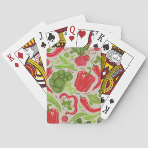 Bright pattern from fresh vegetables playing cards