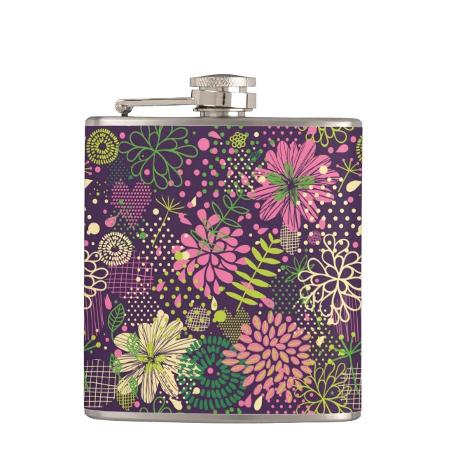 Bright pattern hip flask (Front)