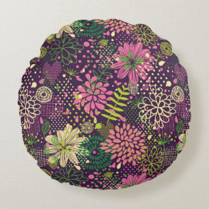 Bright pattern round cushion
