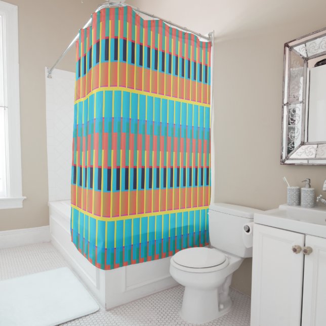 Bright Pattern Shower Curtain (In Situ)