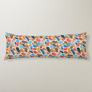 Bright pattern with bird feathers body cushion