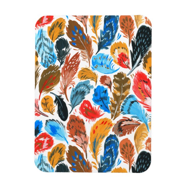 Bright pattern with bird feathers magnet (Vertical)
