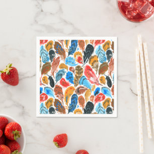 Bright pattern with bird feathers napkin