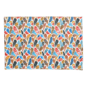 Bright pattern with bird feathers pillowcase