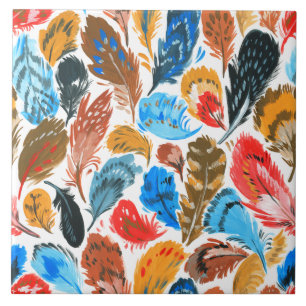 Bright pattern with bird feathers tile