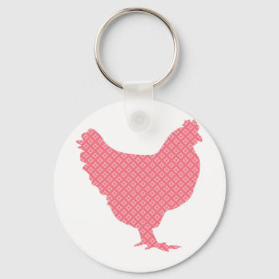 Bright patterned chicken key ring