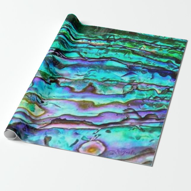 Bright Paua Shell Abalone Wrapping Paper (Unrolled)