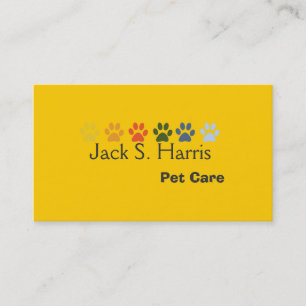 Bright Paws Colourful Paw Prints Pet Care Business Card