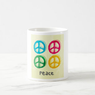 Bright Peace Symbols 1960s Inspired Coffee Mug