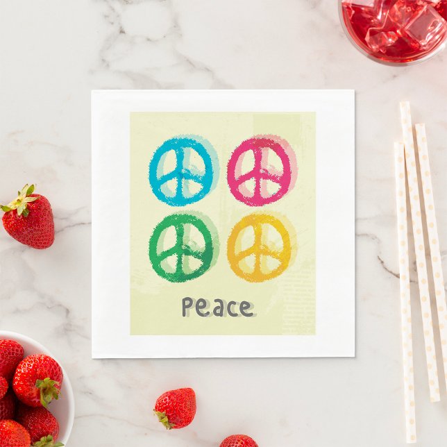 Bright Peace Symbols 1960s Inspired Napkin (Creator Uploaded)