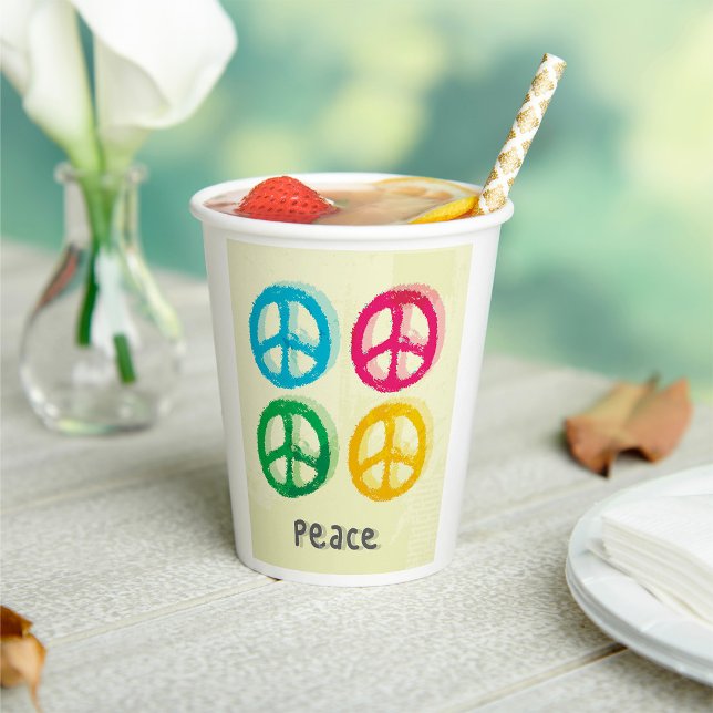 Bright Peace Symbols 1960s Inspired Paper Cups (Creator Uploaded)