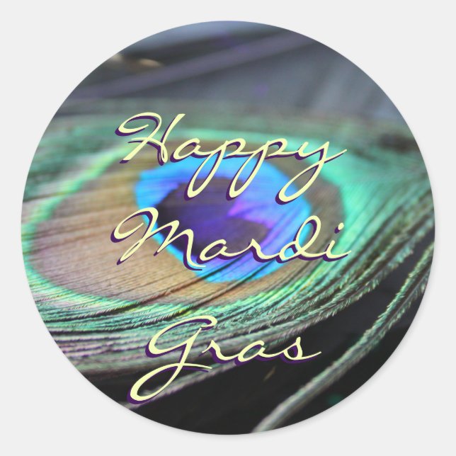Bright Peacock Feather Custom Round Sticker Seals (Front)