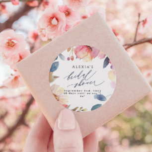 Bright Peony Favour Stickers for bridal showers