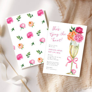 Bright Peony Tying the Knot Bridal Shower Invitation