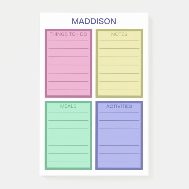 Bright Personalised To - Do List Post-it Notes (Front)