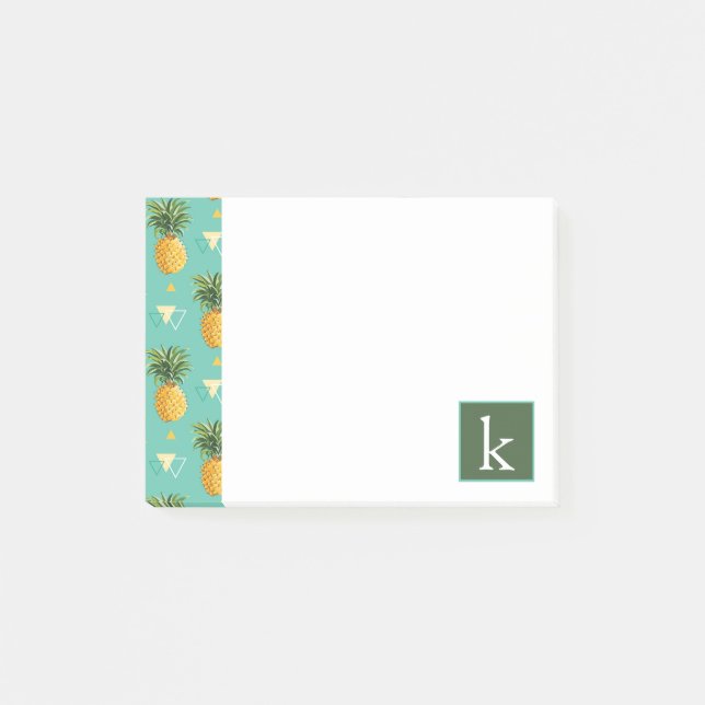 Bright Pineapples On Geometric Pattern | Add Your  Post-it Notes (Front)