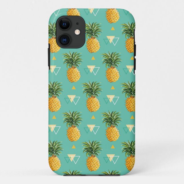 Bright Pineapples On Geometric Pattern Case-Mate iPhone Case (Back)