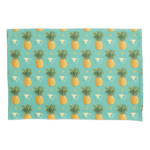 Bright Pineapples On Geometric Pattern Pillowcase